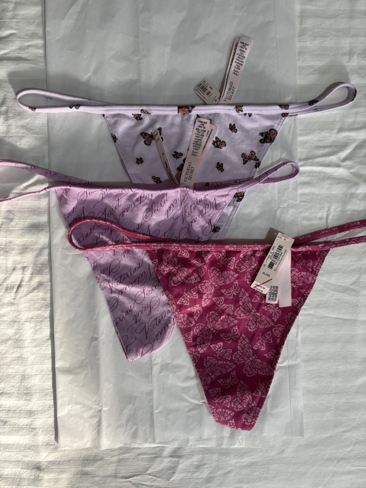 VICTORIA SECRET & PINK LOT 5 ASSORTED COTTON G STRING THONG PANTIES NWT XLARGE