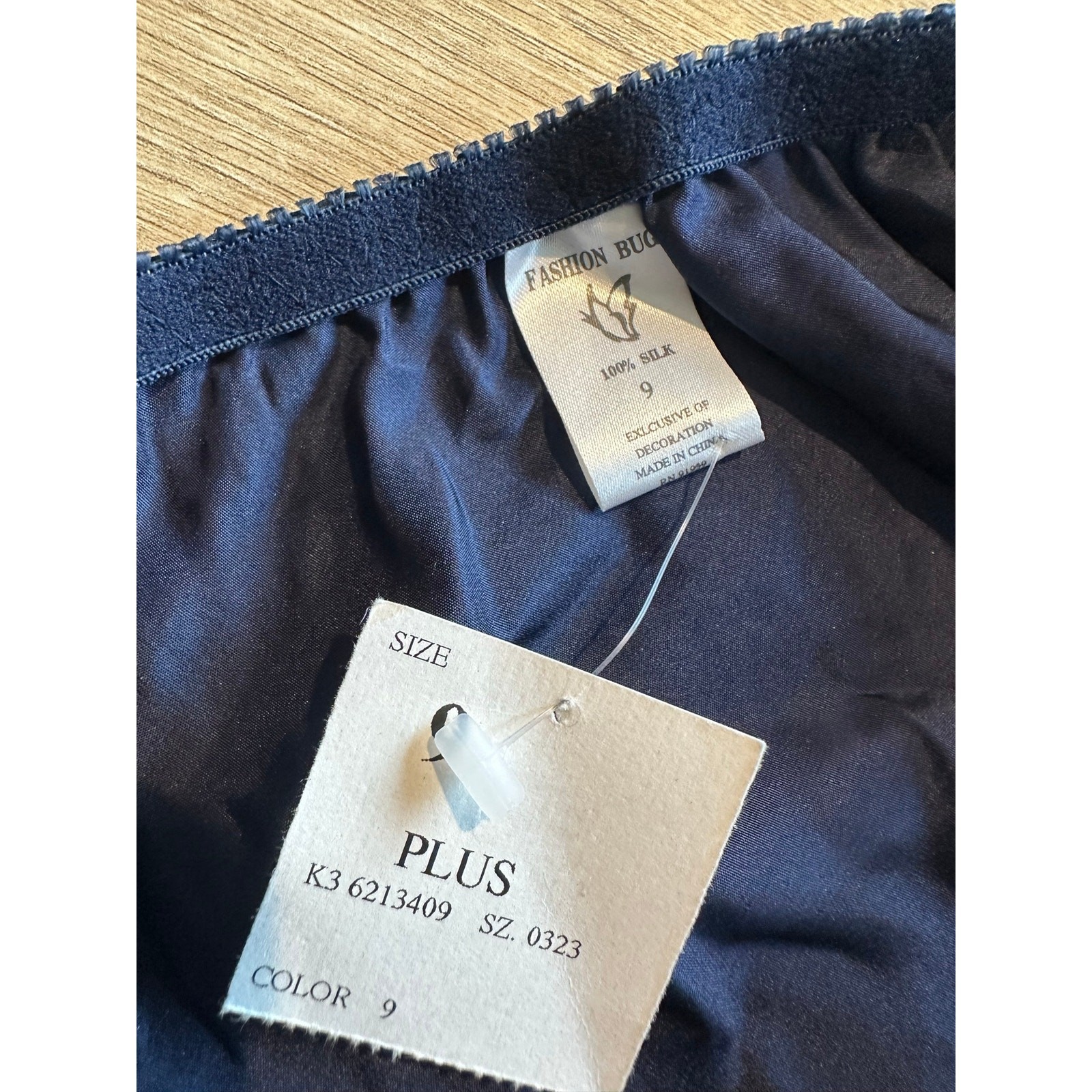 Vintage Fashion Bug Washable 100% Silk Hi Cut String Bikini Panty Navy NEW 9