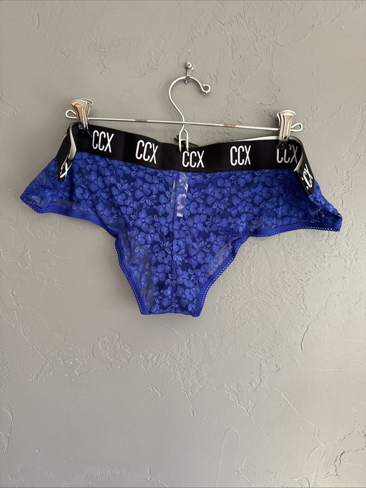 City Chic CCX Lace Hipster Thong Underwear Lingerie Cobalt Blue size S/16 NWT