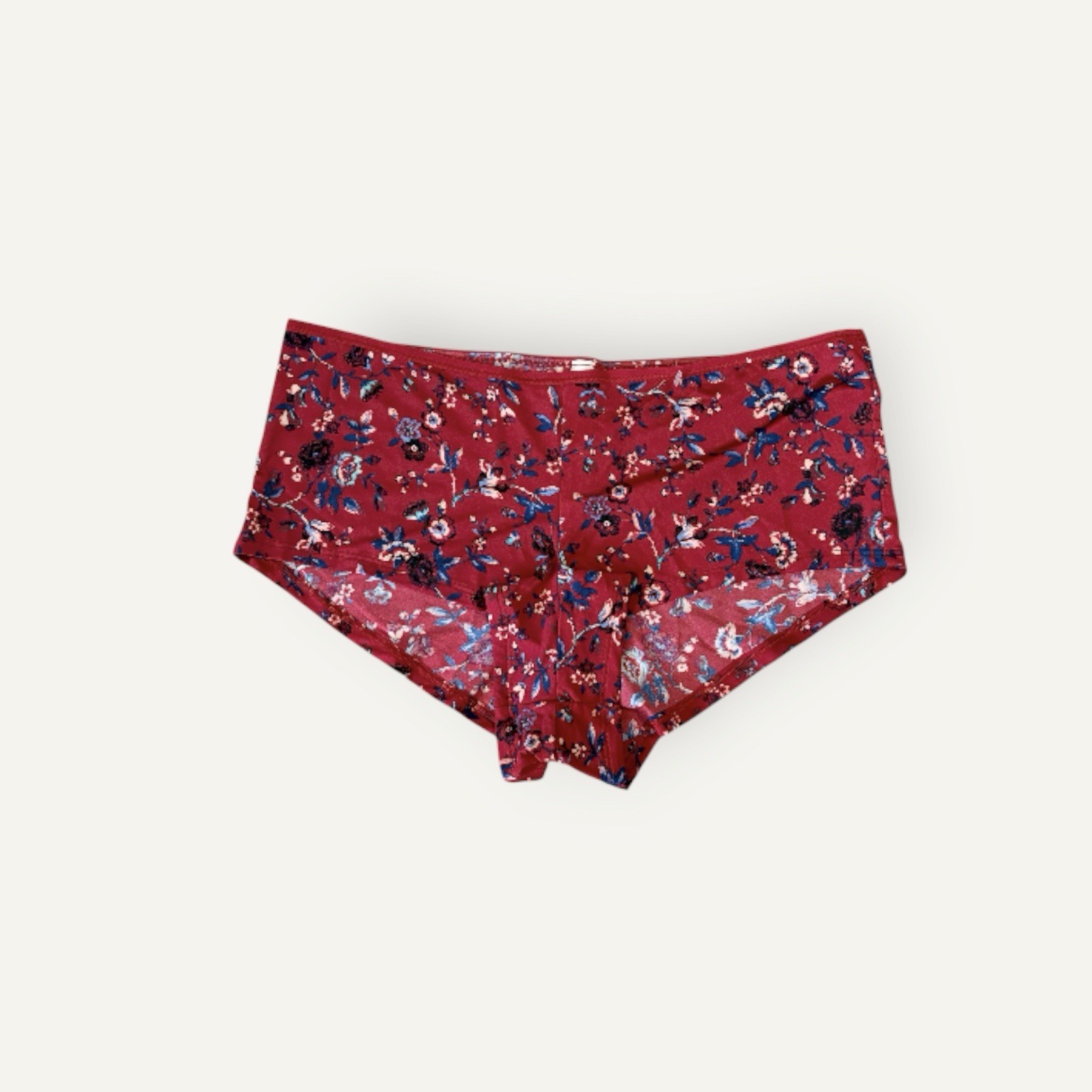Lane Bryant Cacique 18/20 Boyshort Panty Cranberry Floral Nylon Spandex