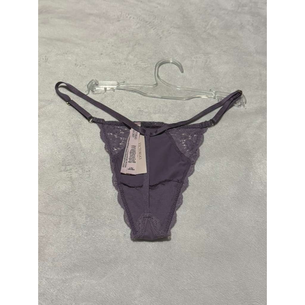 Victoria’s Secret Sexy Illusions Lace Thong Panty Plum Purple Size L NWT