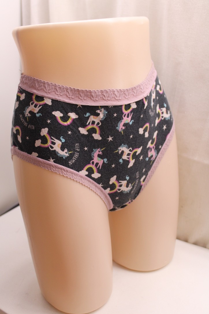 SOCK IT TO ME “Keep Dreamin” Brief Comfy cot panties Black pink lace unicorns XL