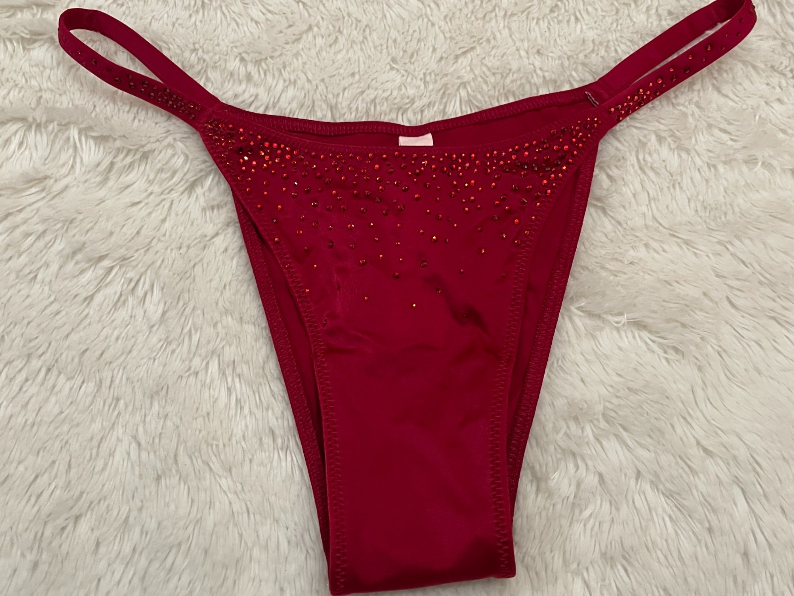 VICTORIA’S SECRET Sparkle Crystal Shine Strap BRAZILIAN Panty SCATTERED High Leg