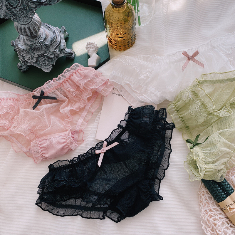 Japanese Girls Underpants Sweet Lace Mesh Cute Briefs Women Panties