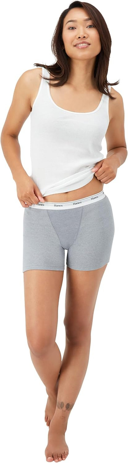 Originals Women’S Mid-Thigh Boxer Brief Pack, Stretch Cotton Underwear, 4-Pack