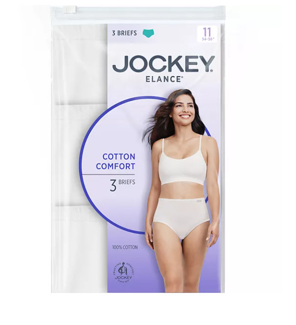 Women’s Jockey 3-Pack Briefs (White Color) 100% Cotton Comfort Classic Underwear