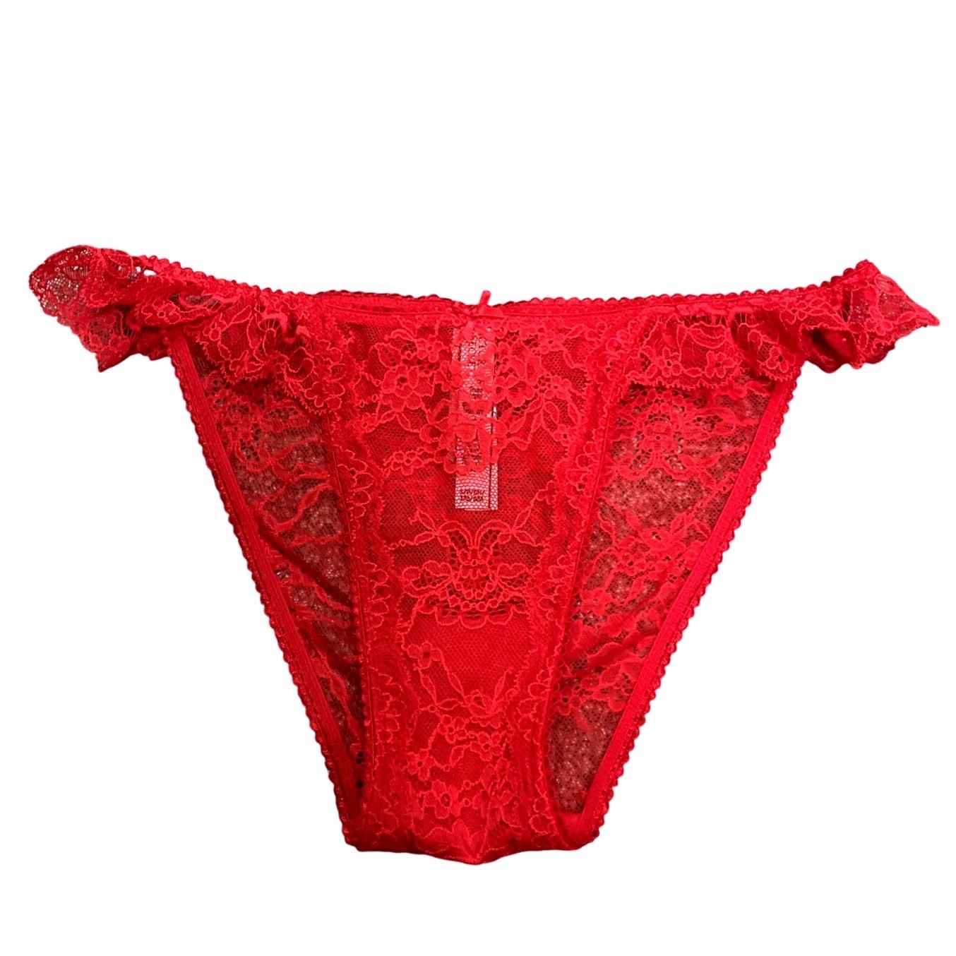 Victoria’s Secret NWT Small Red Lace Ruffle Bikini Panties Sexy Cheeky High Hip
