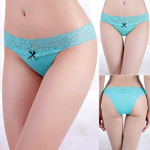 Womens Cotton Bikini Brazilian Knickers Lace Fringe High Leg Comfy Underwear