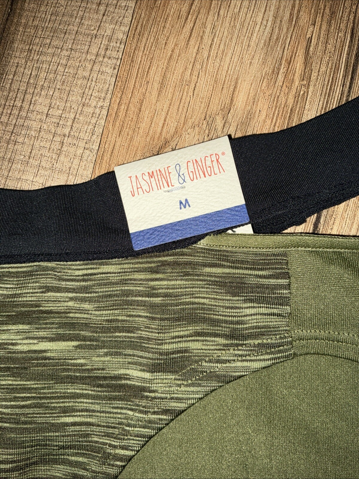 NWT JASMINE & GINGER SPLIT BAND BIKINI PANTIES Nylon S92UJ642 CAPULET OLIVE M/6