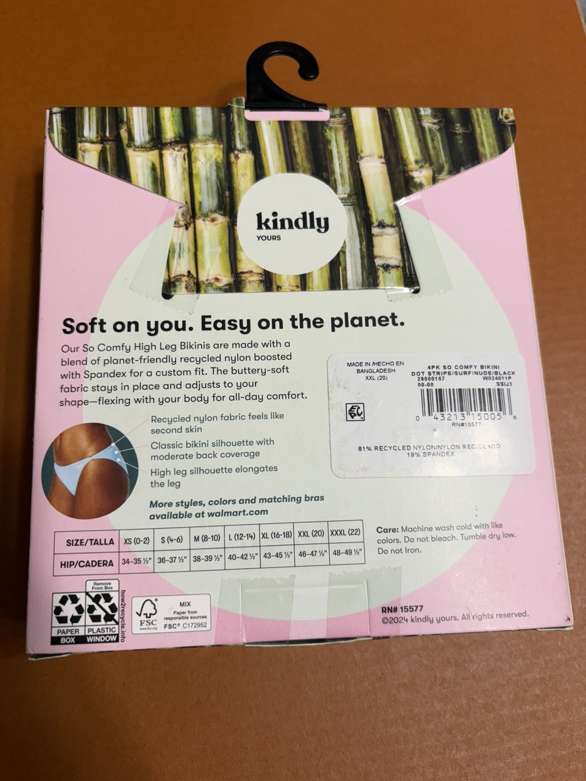 Kindly Yours Womens Underwear XXL sz20 High Leg Bikini Panties Panty 4 Pack NEW