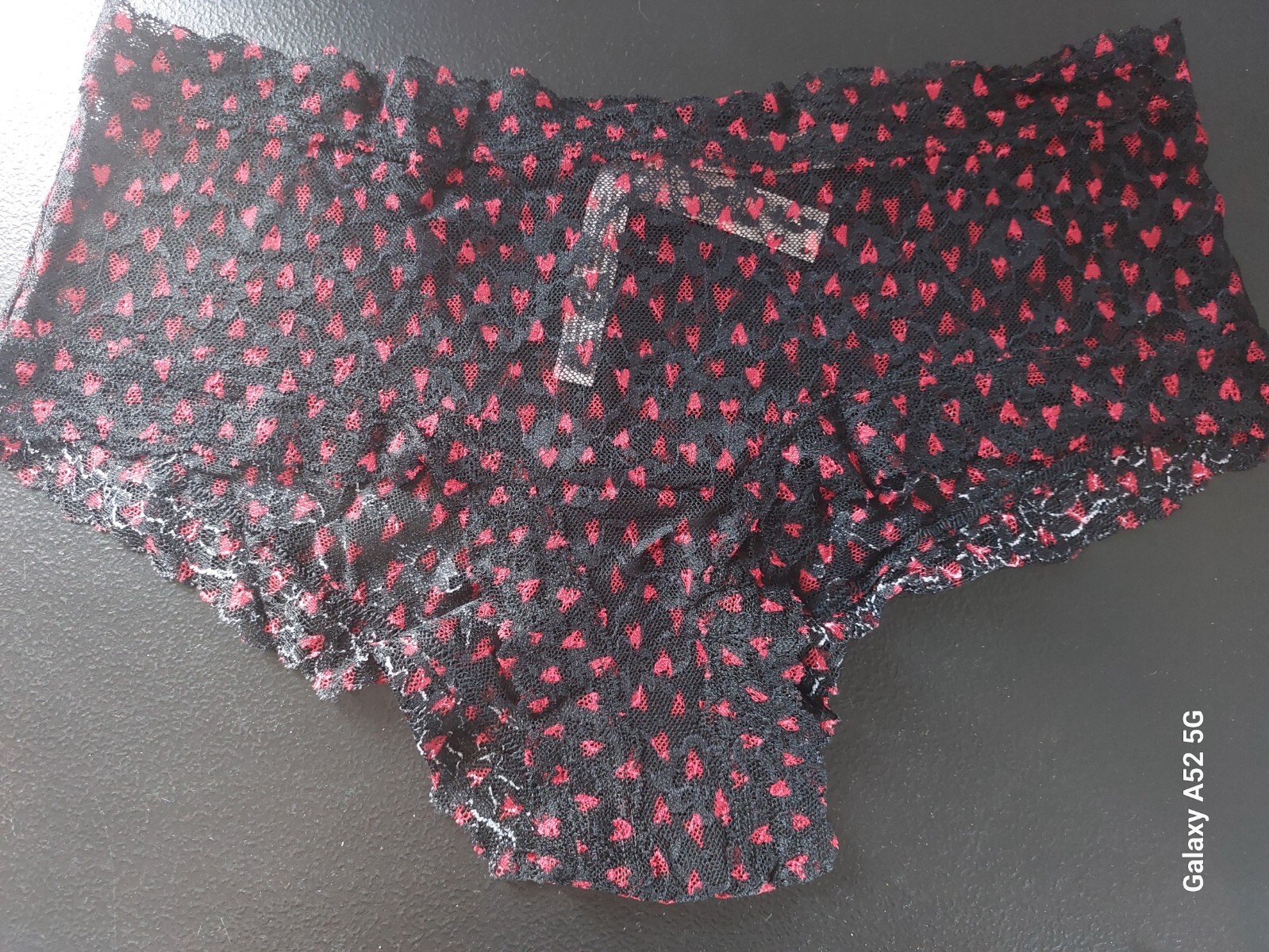 NWT VICTORIA SECRET The Lacie Cheeky Panty Black Hearts Size XLarge (F15)