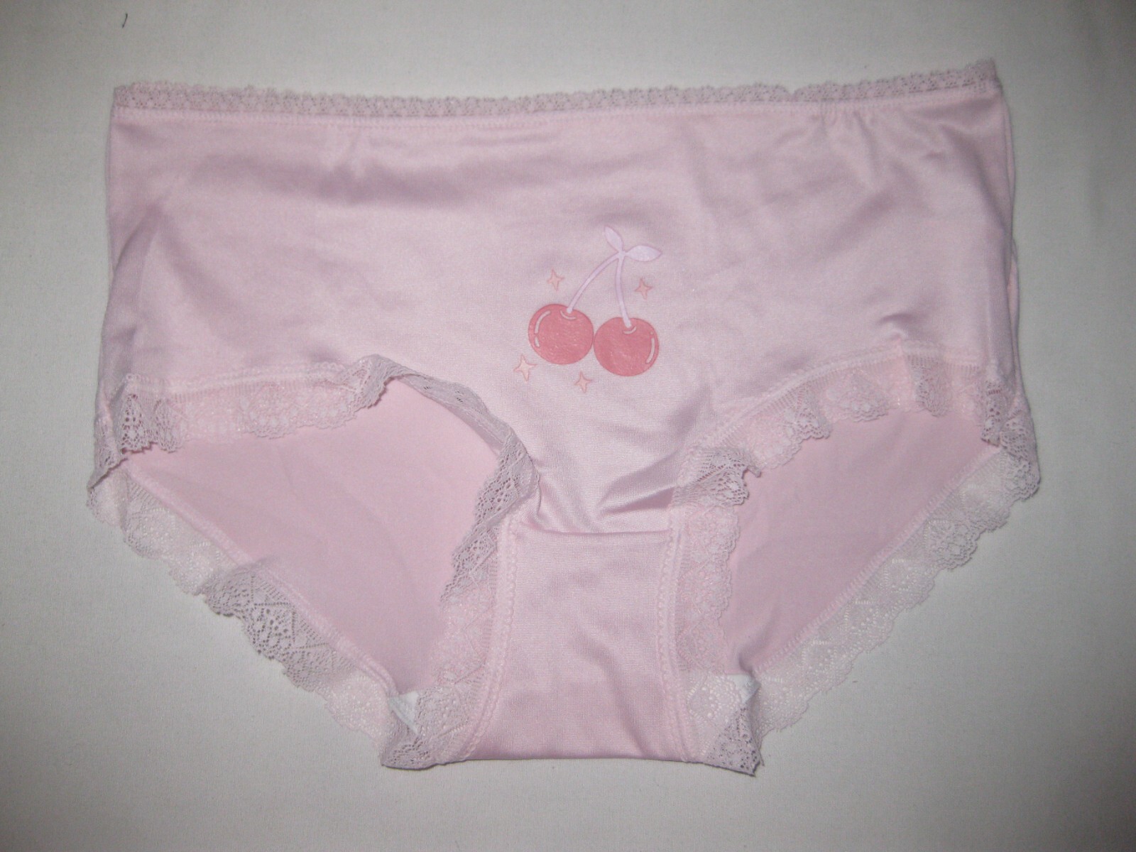 Shein kawaii cherry graphic lace trim panties S pastel pink nip