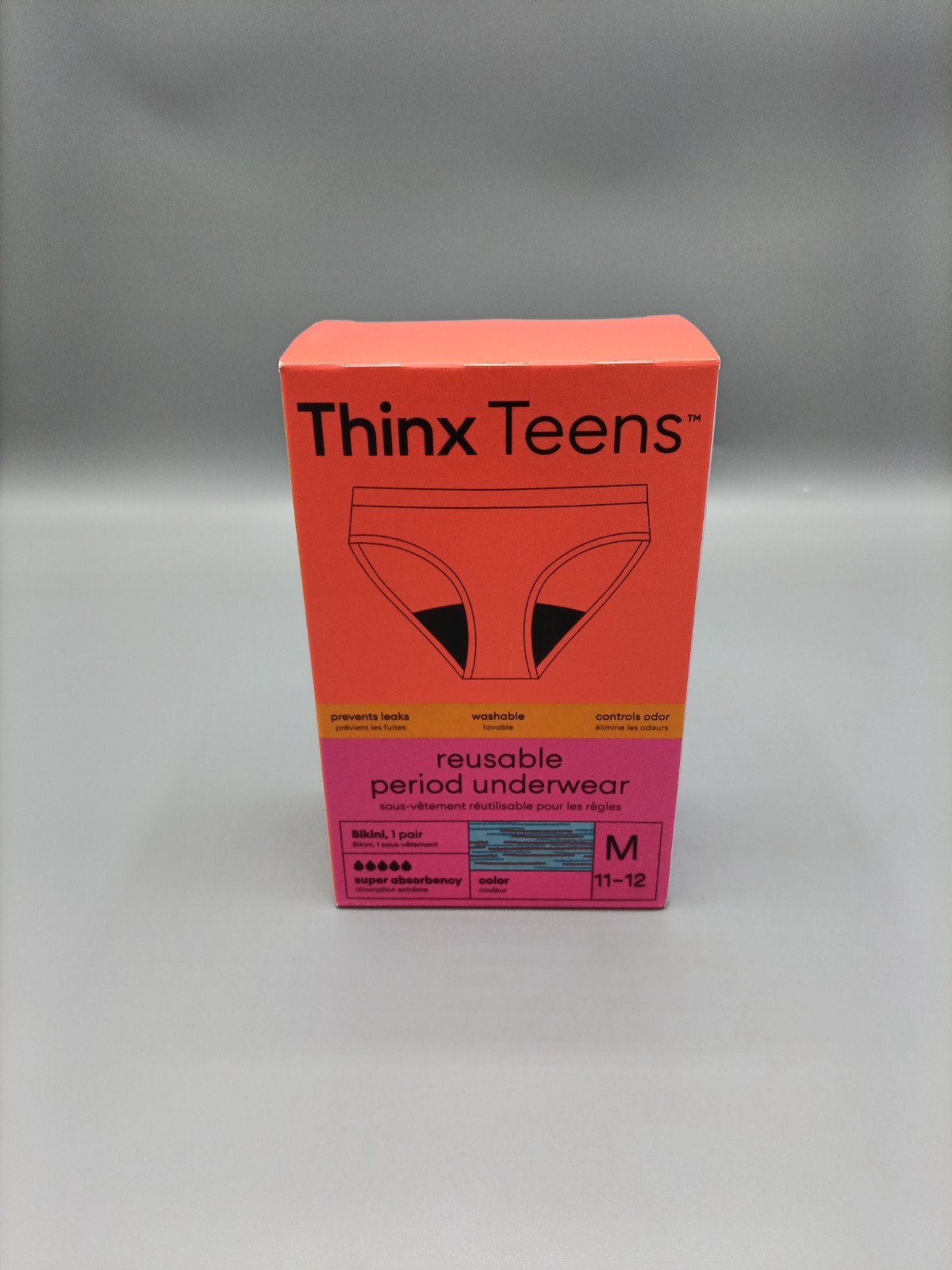 THINX Teens Period Underwear, Medium Bikini, Hologram Blue