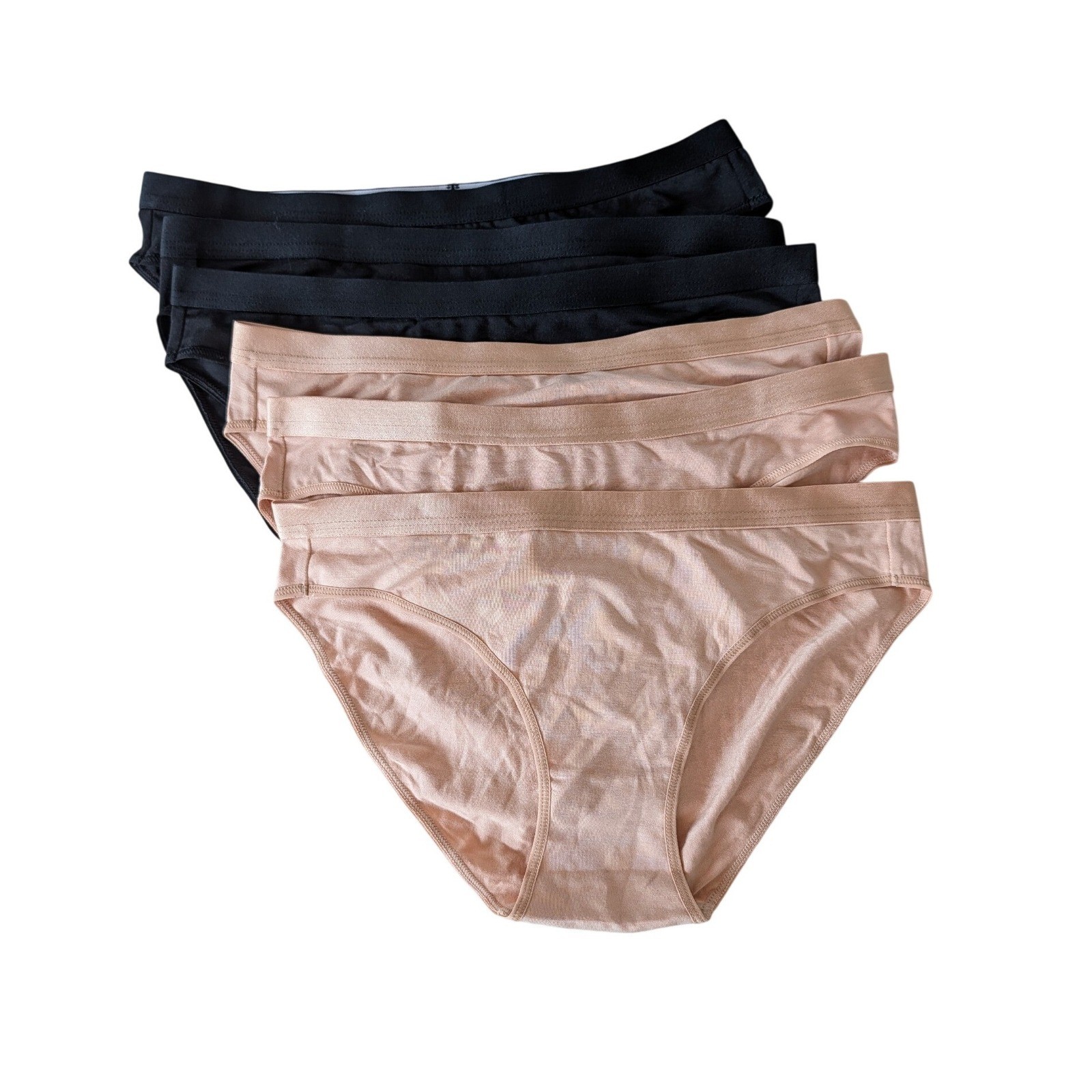 Quince Womens Micromodal Bikini Underwear Set 6 Pack Black Tan Size Small