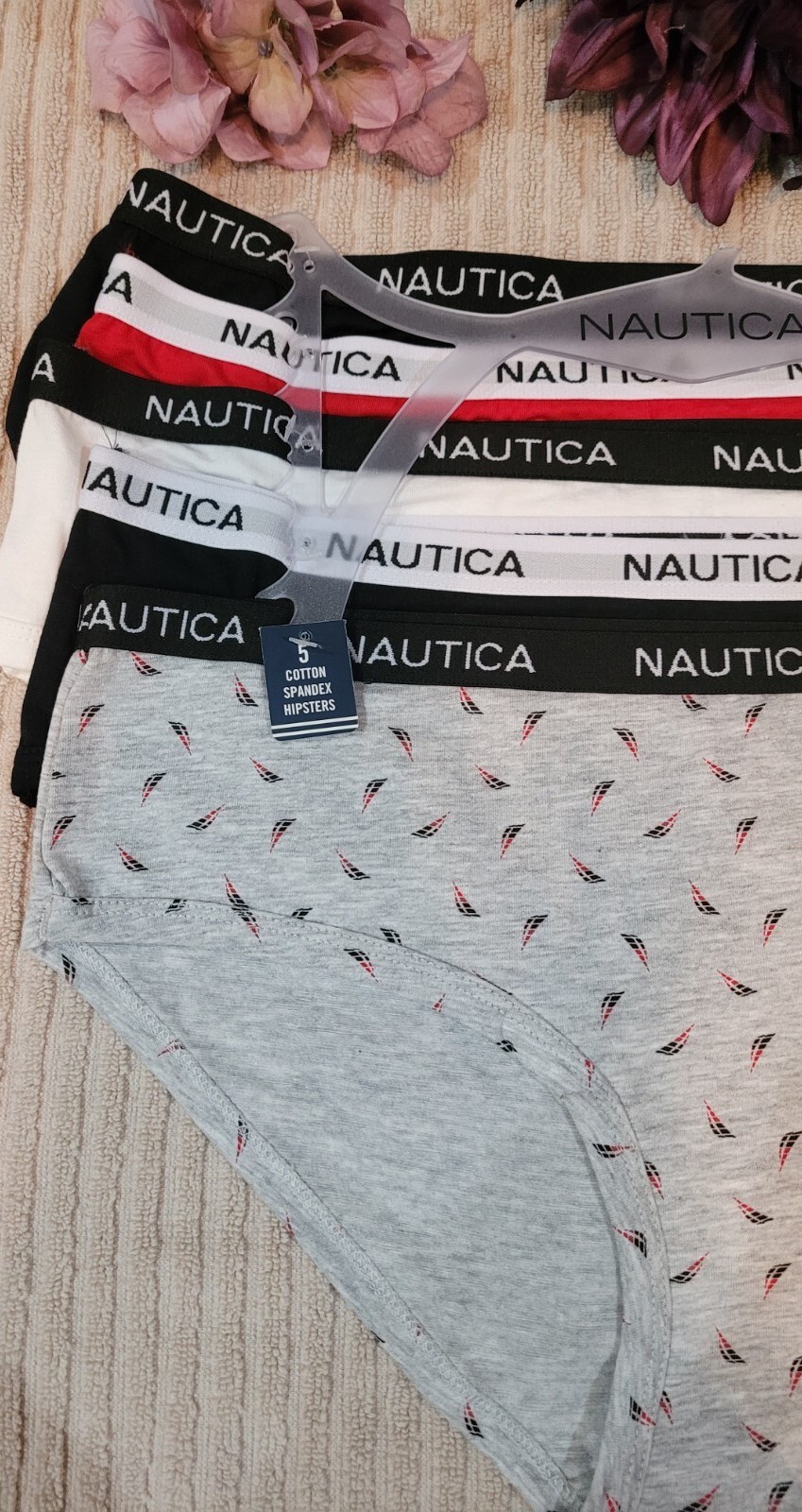 5 Pair NAUTICA INTIMATES $48.00 Large NT9915- SIGNATURE WAIST HIPSTER PANTIES