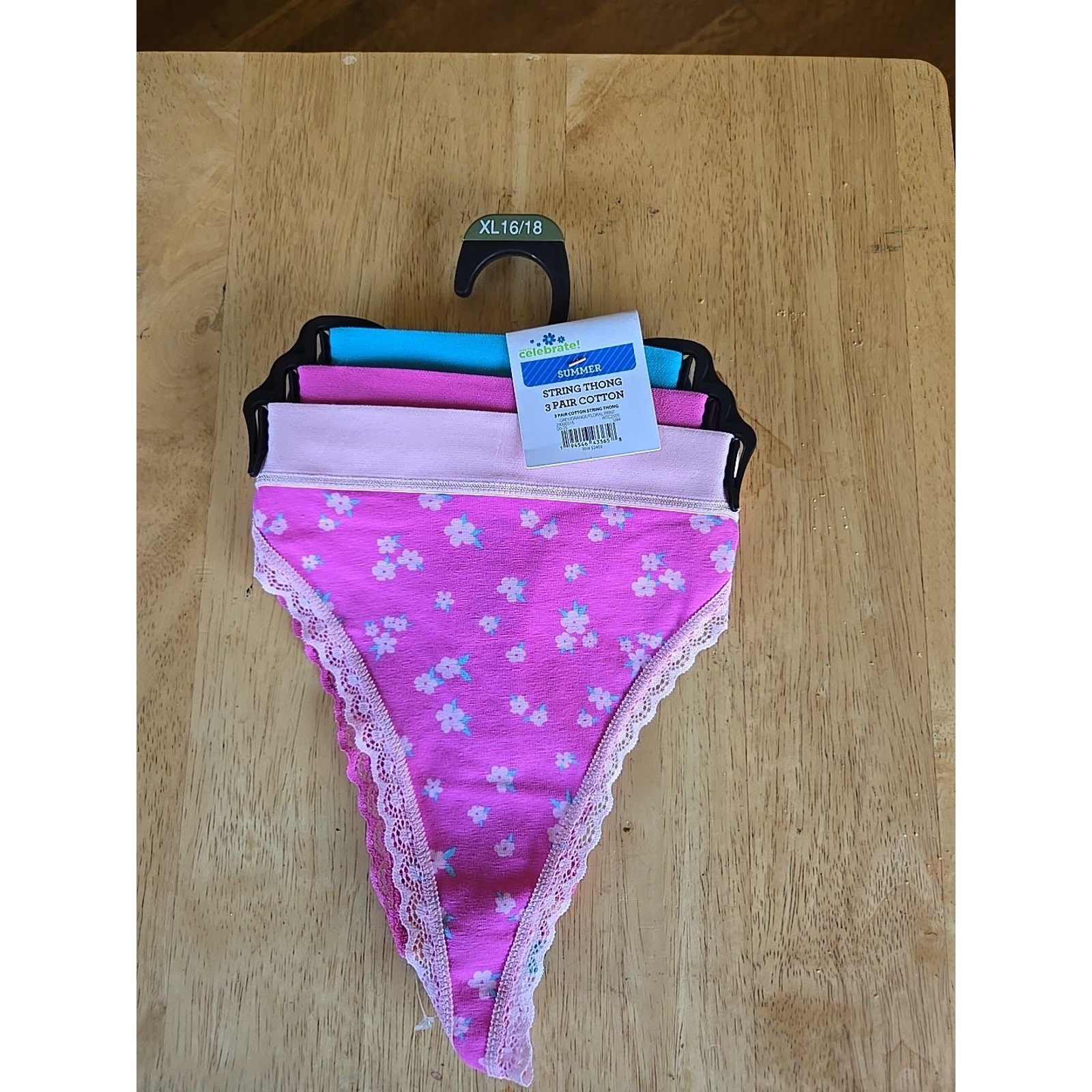 CELEBRATE! SUMMER STRING THONG Size XL-16/18 3-Pack COTTON Panties