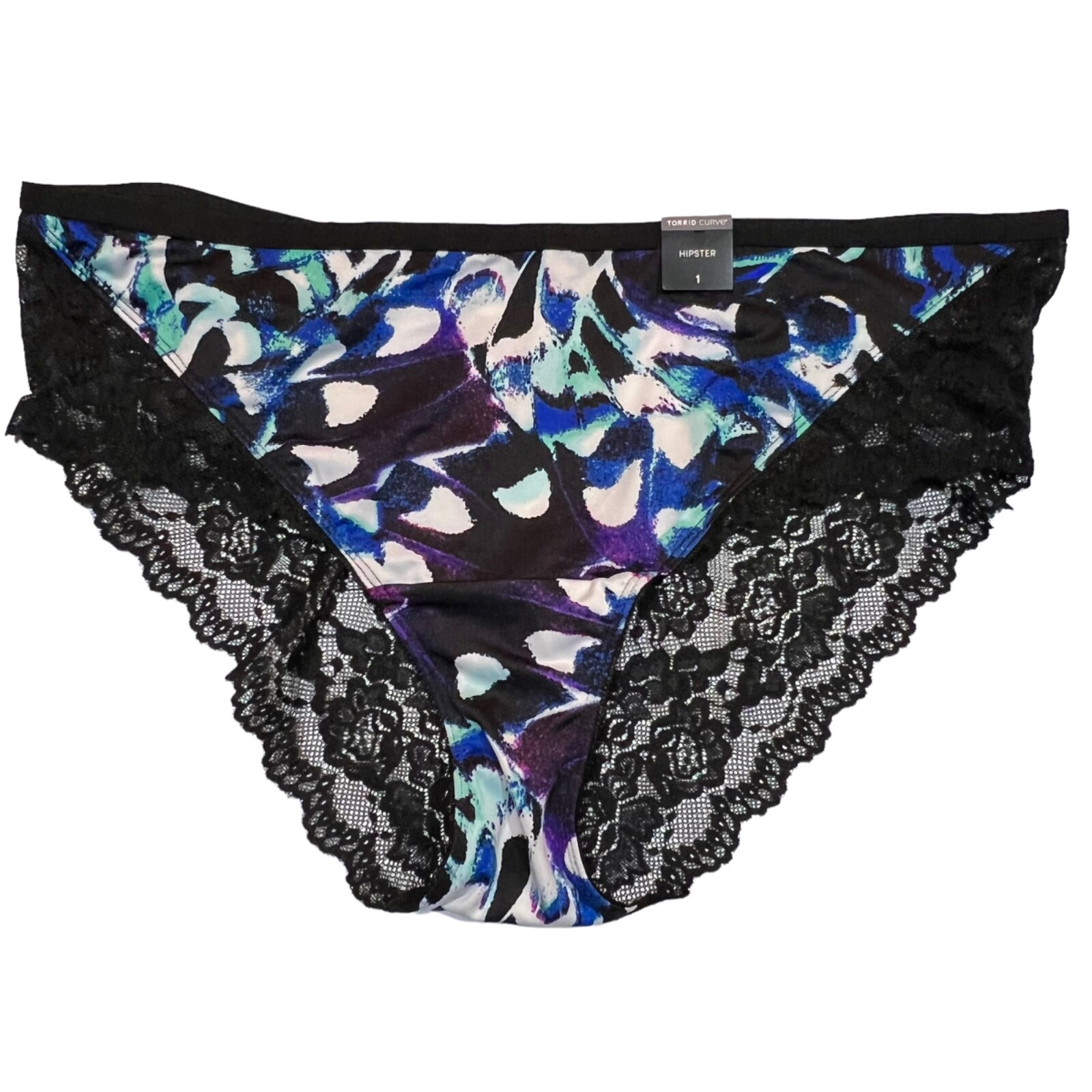 NWT TORRID Hipster Pantie Sz 0X-1X-2X-3X-4X Black Lace Back Silky Purple Blue