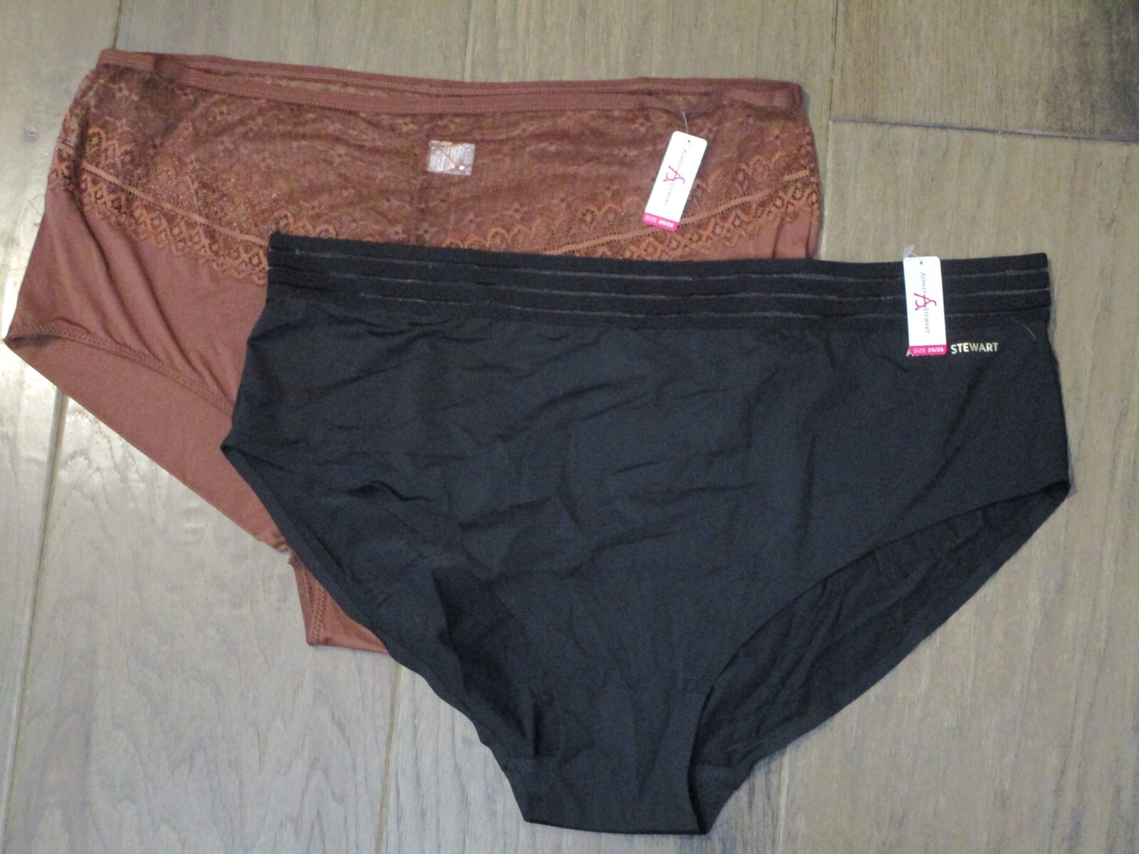 ASHLEY STEWART 2-PACK BRIEF PANTIES IN BLACK/BROWN SIZE 26/28