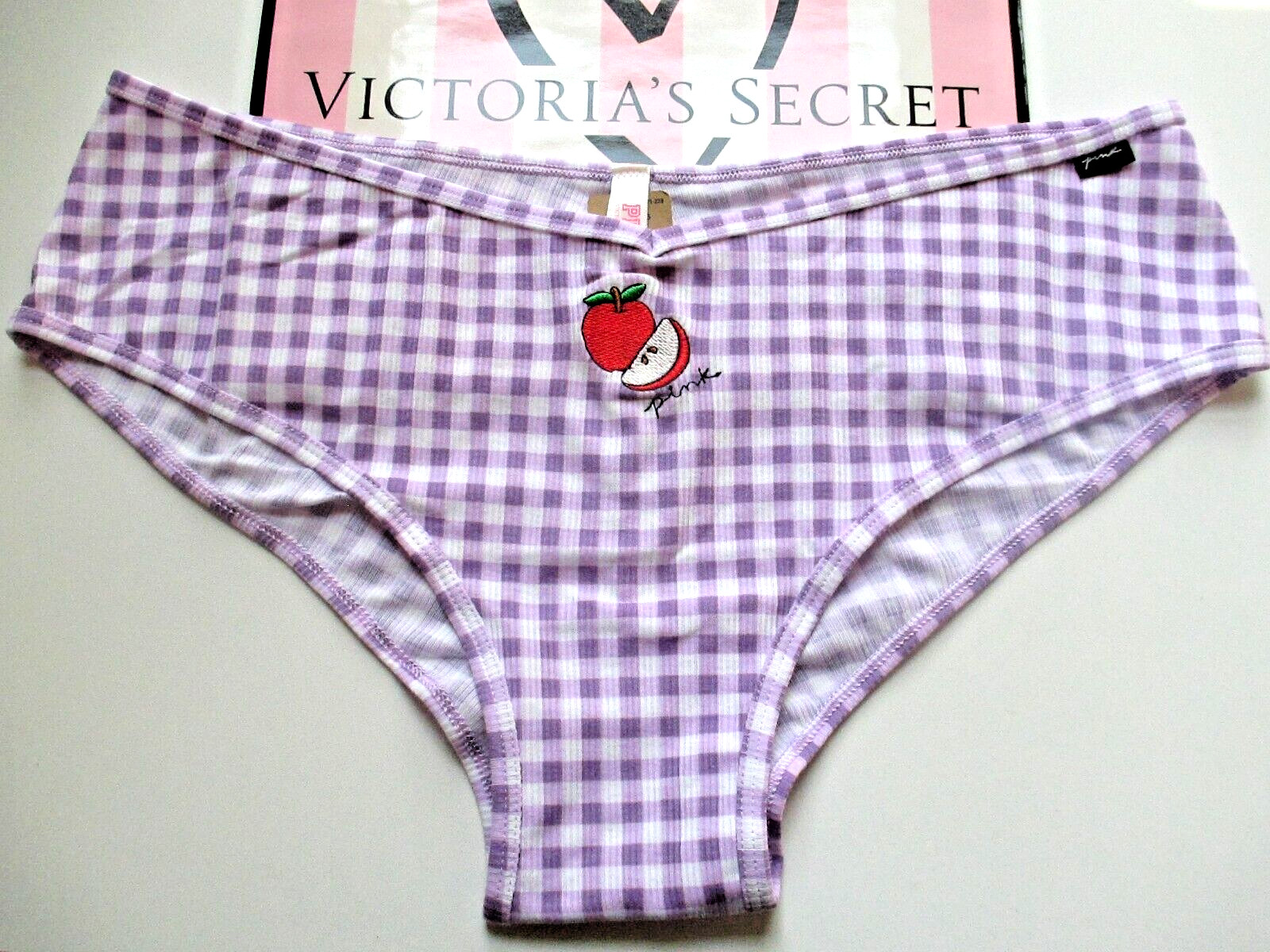 VICTORIA’S SECRET PINK Cotton Cheekster Cheeky Panty 2XL Purple Gingham VS NWT