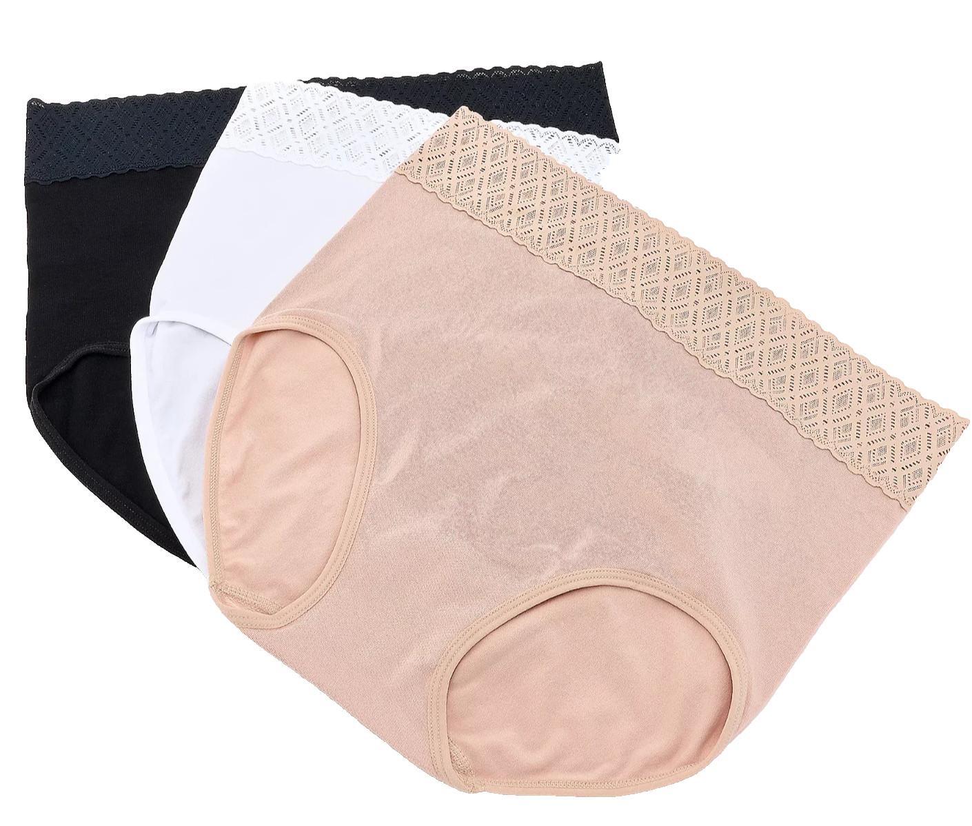 Breezies~Set of 3~Comfort Breeze Lace Edge Briefs~Medium~Basic~A679204 13180