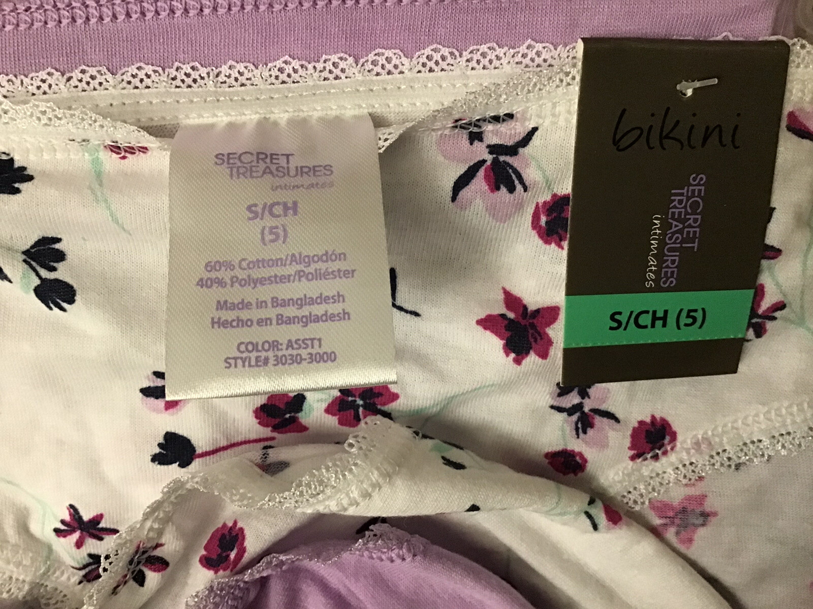 New Secret Treasures Bikini Panties Lot of 6, Small (5). Cotton Polyester (G1)