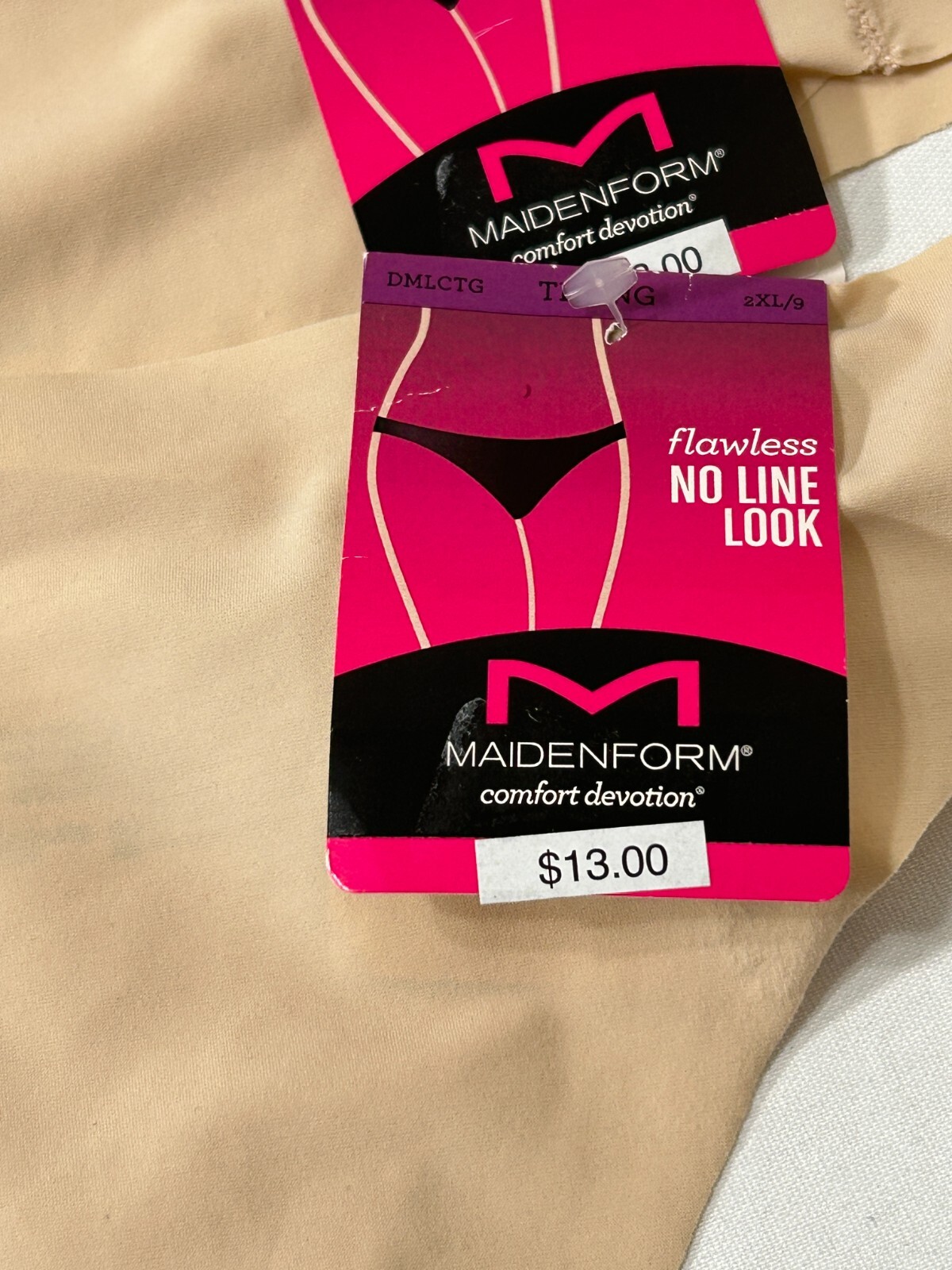 Maidenform Thong Underwear 2 Pair XXL/9 No Show Flawless Comfort Devotion Dmlctg