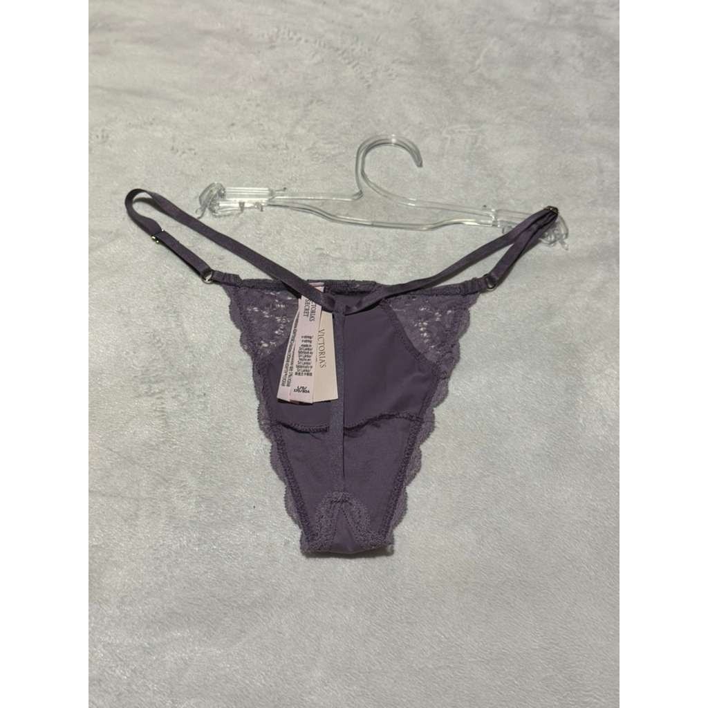 Victoria’s Secret Sexy Illusions Lace Thong Panty Plum Purple Size L NWT