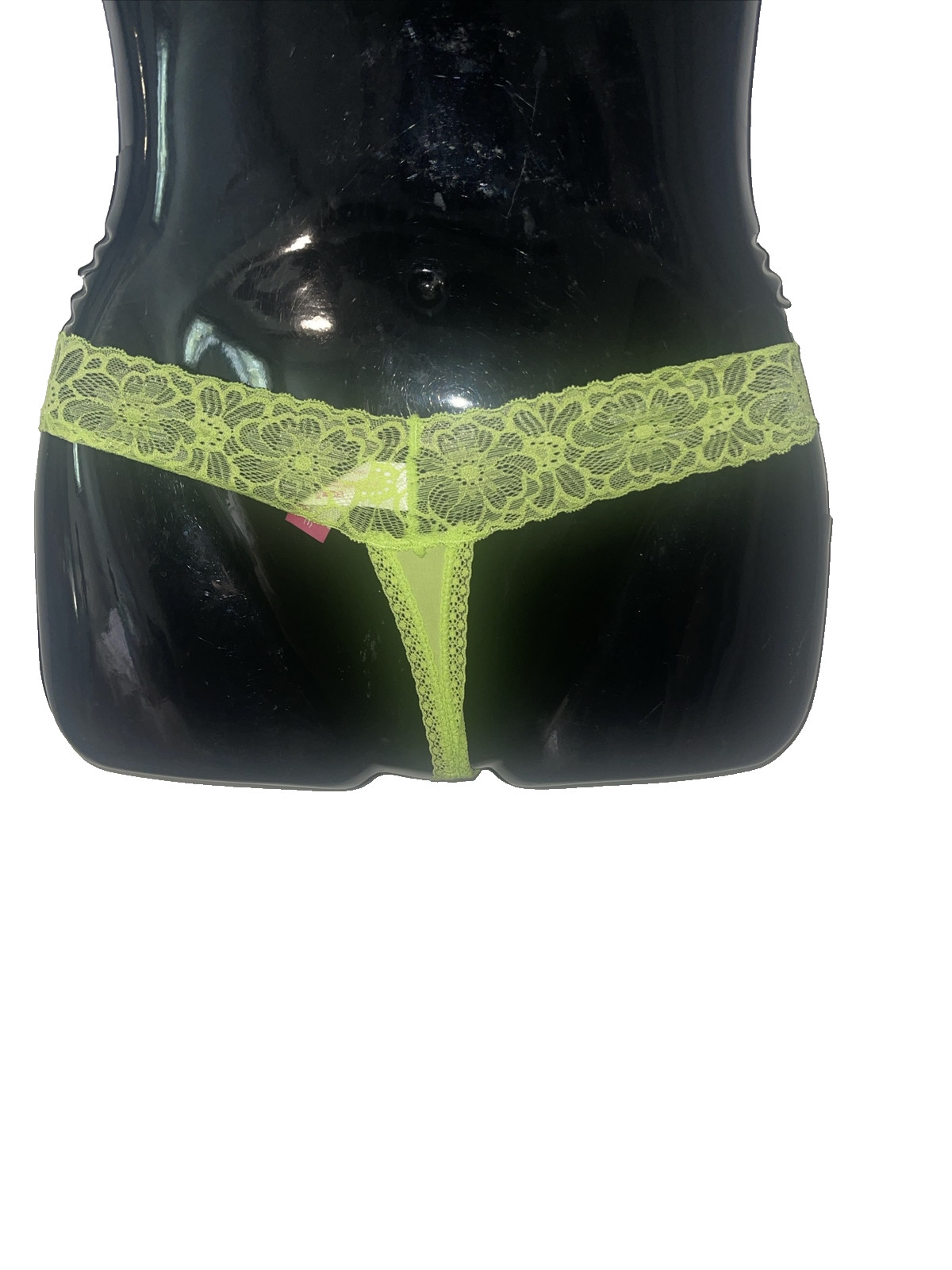 NWT No Boundaries Thong Panty Sissy Womens XS Neon Green Sissy Fairy Lace Girly