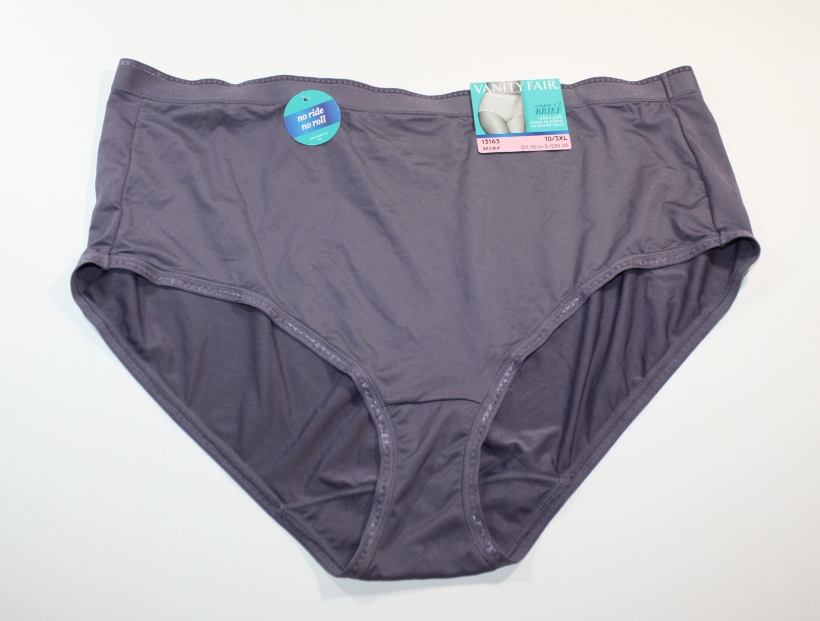 NWT set of 3 VANITY FAIR comfort x3 BRIEF panties 13163 WHITE PINK PURPLE 10/3XL