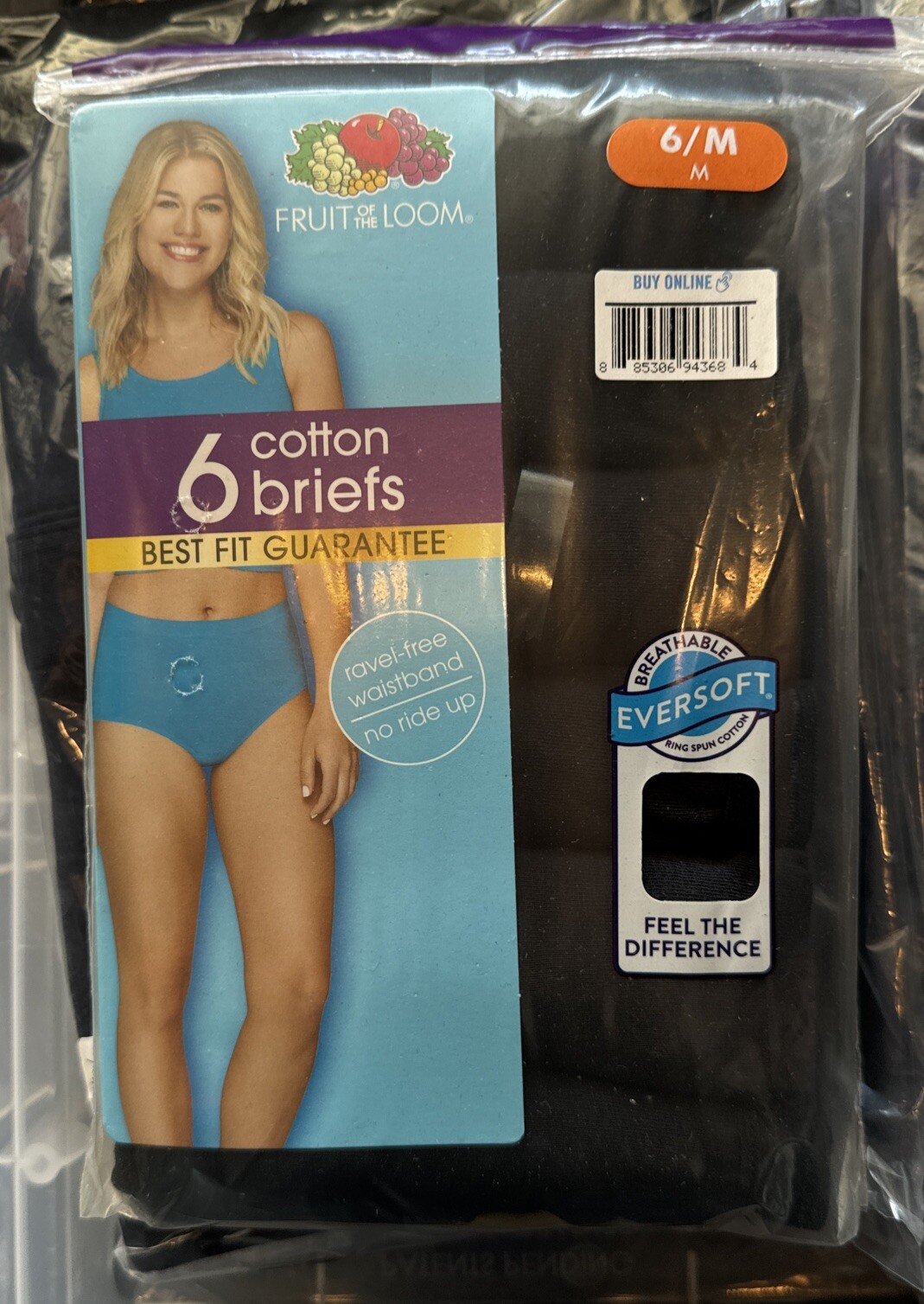Fruit of the Loom Women’s Black Brief Underwear, 6-Pack, Size 6/M