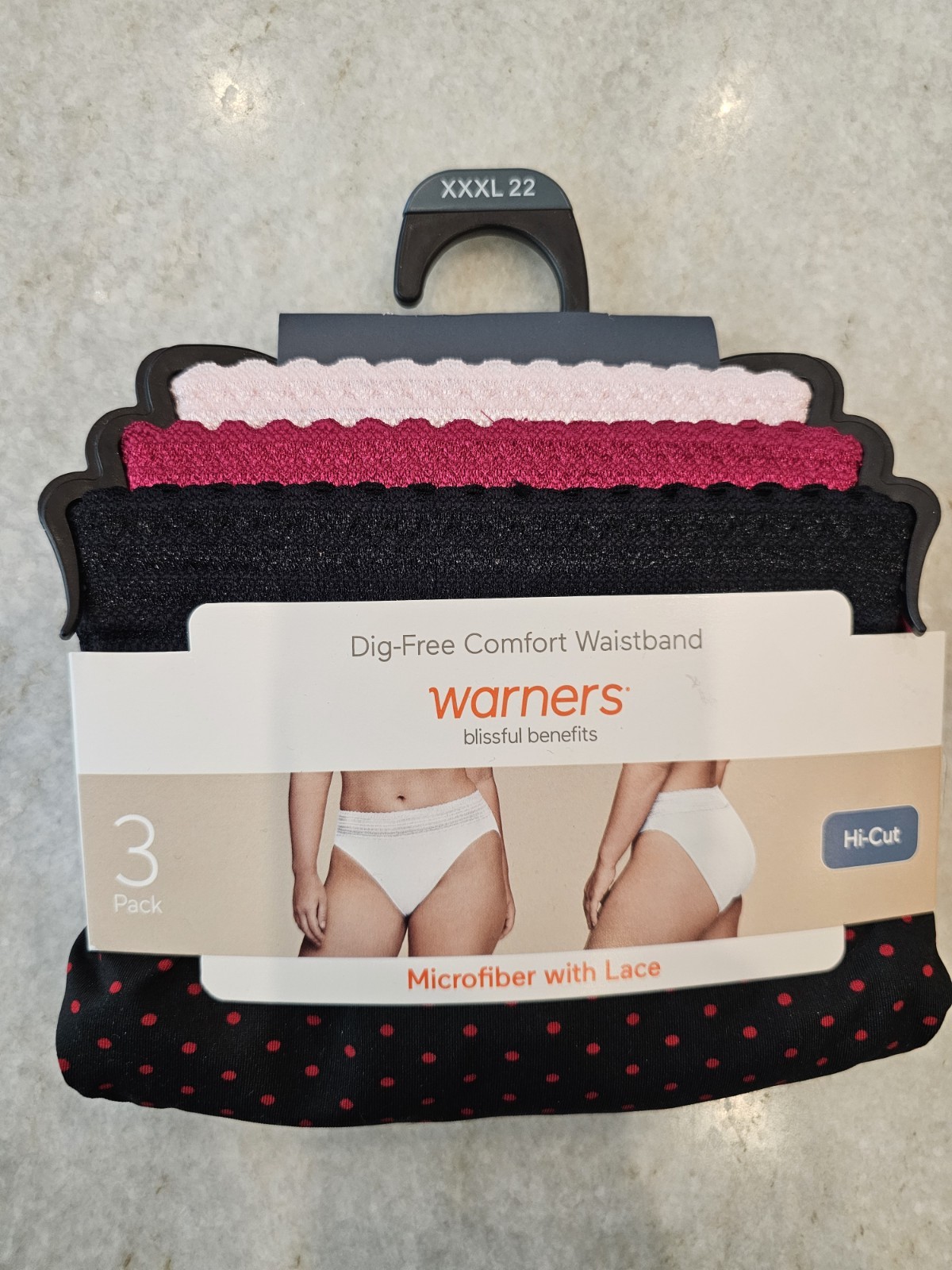 Warner’s Hi Cut Panties 9 Pc Total Lot 3XL Microfiber Lace 3 Packs Womens