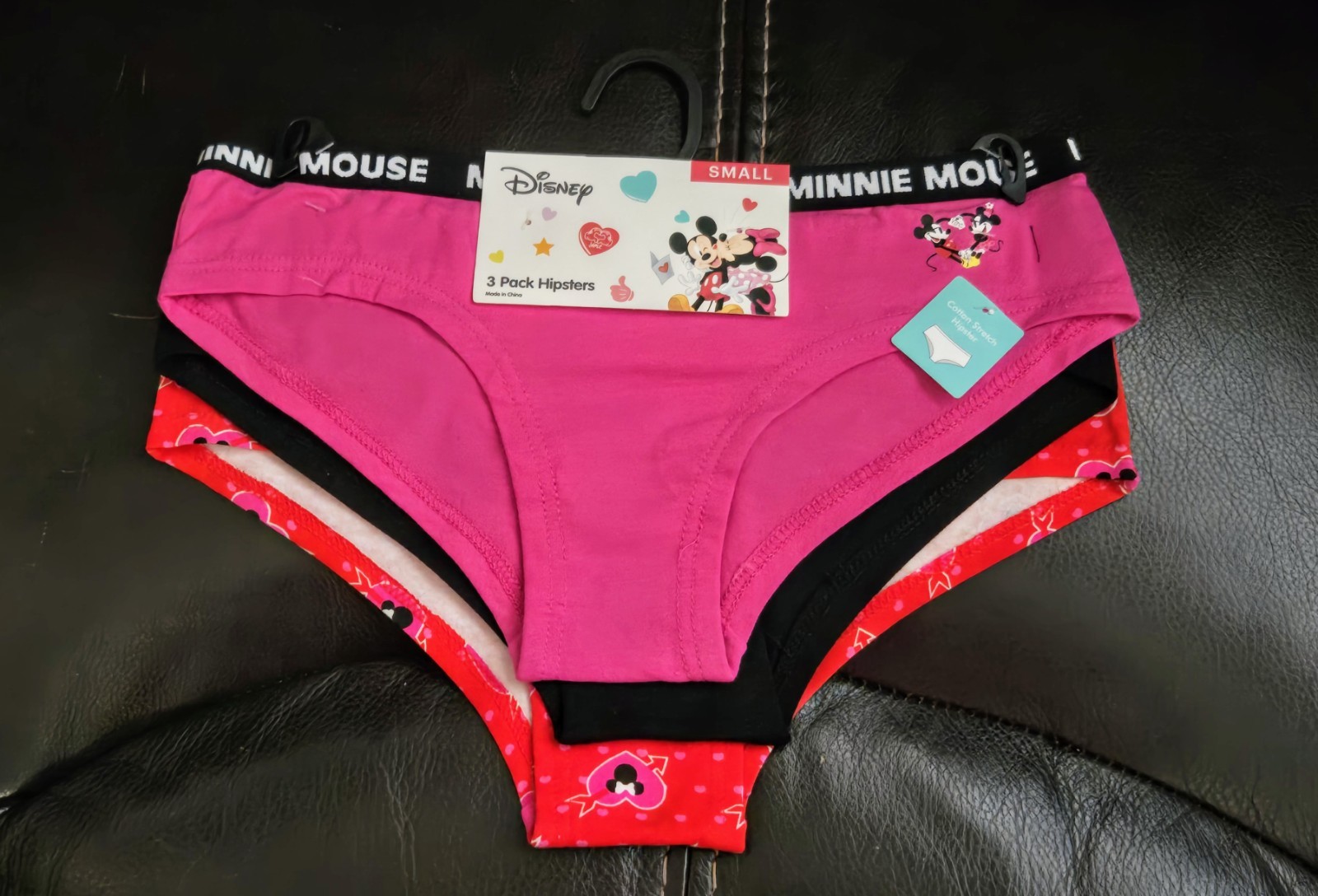 Disney Minnie Mouse Women’s Cotton Hipster Panties 3 Pair, Size Small NWT