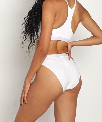 *** Calvin Klein (LARGE) Pure Ribbed Cheeky Bikini QF6443-110 BRAZILIAN HIGH LEG