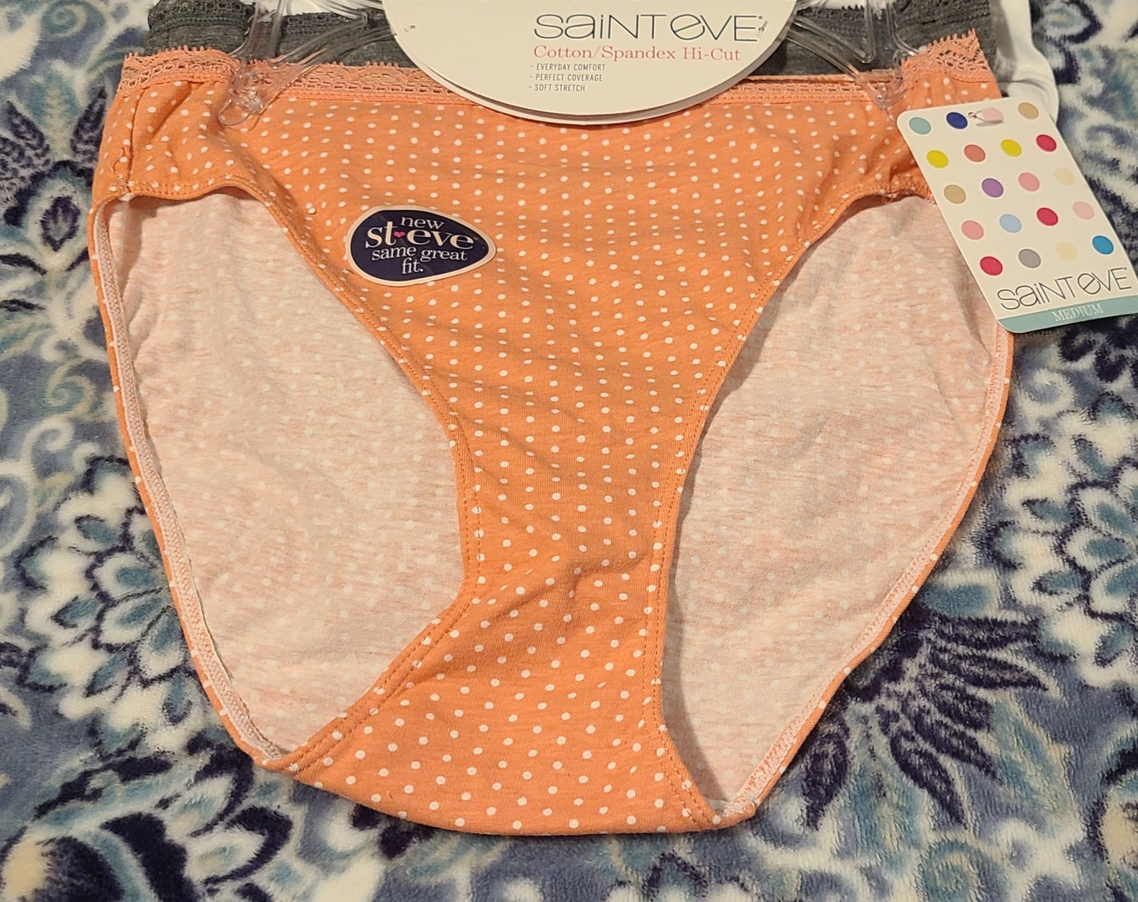 Set Of 3 St. Eve #S164042P3 Everyday Comfort Cotton Hi-Cut Panties Medium New