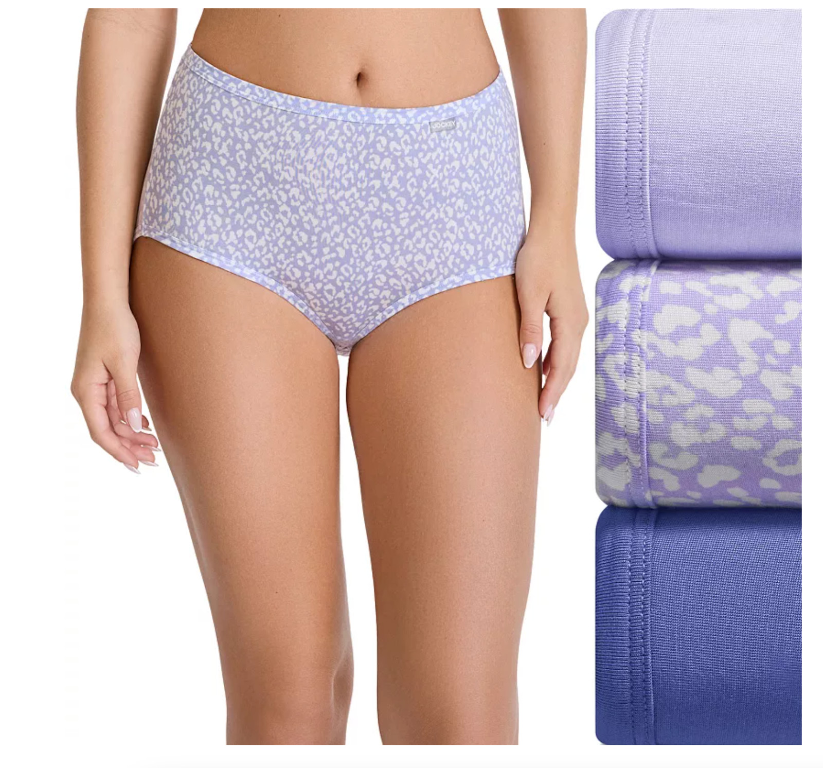 Women’s Supersoft Jockey 3-Pack Briefs Soft & Comfy -Leopard Print / Violet Veil