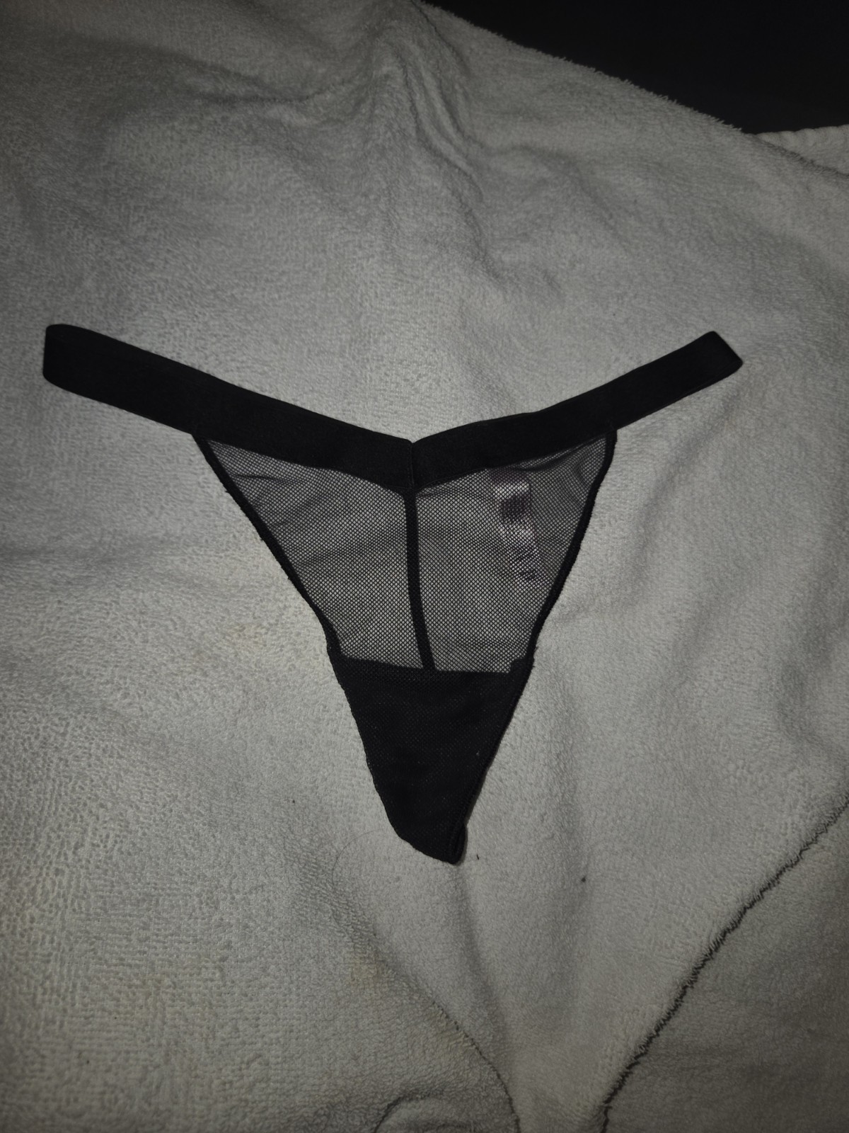 Vtg 2003 Victoria’s Secret Black Mesh Strappy V-String Thong Panty Y2K Sz Medium