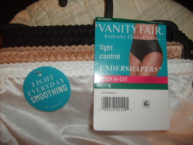 3 PR RADIANT~VANITY FAIR~LIGHT CONTROL~HI-CUT~NYLON PANTIES~NIP~SZ 12~ASSTD