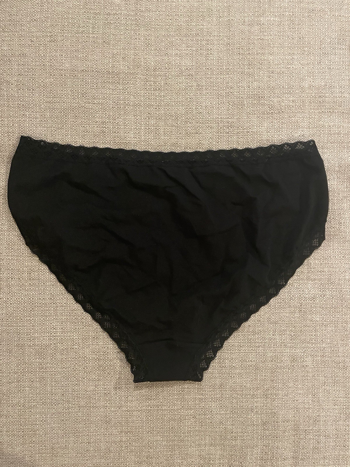 Natori Bliss French Cut Panty Women’s US Size XXL Black Lace Trim Pima Cotton