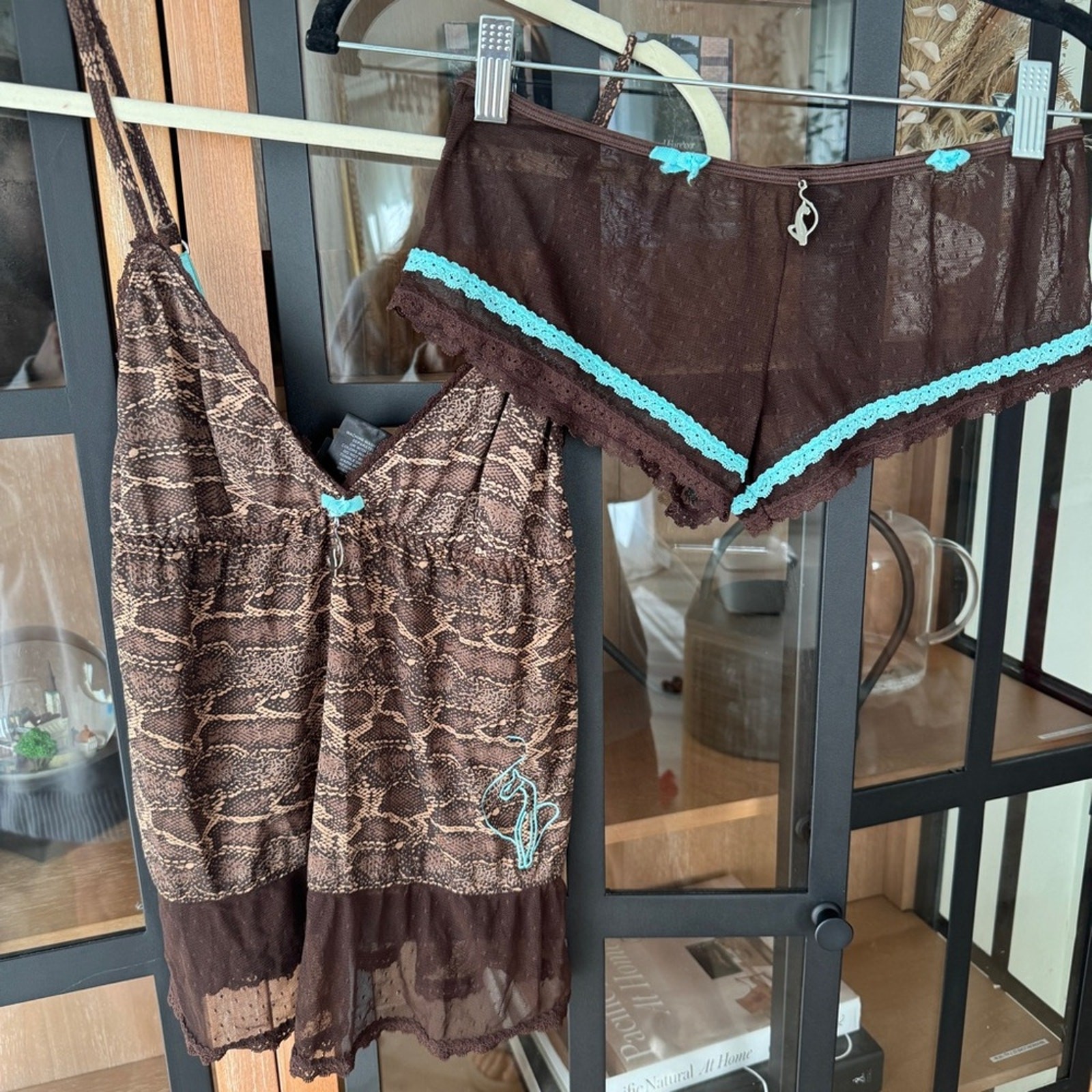 Vintage y2k baby Phat lingerie set dress top lace undies mesh snake logo cami