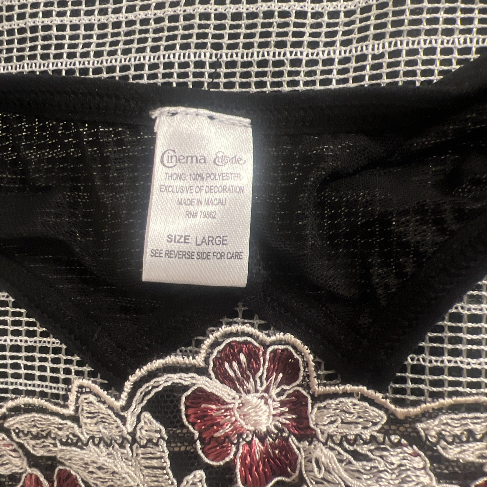 VINTAGE WOMEN’S  SEXY LINGERIE THONG PANTIES TRANSPARENT SIZE L 100% POLYESTER
