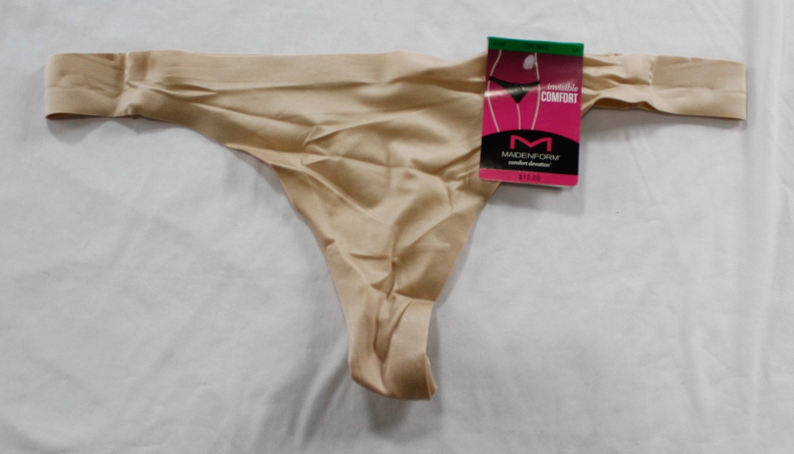 Maidenform Women’s Barely There Mid-Rise Thong Panty DH3 Beige Large NWT