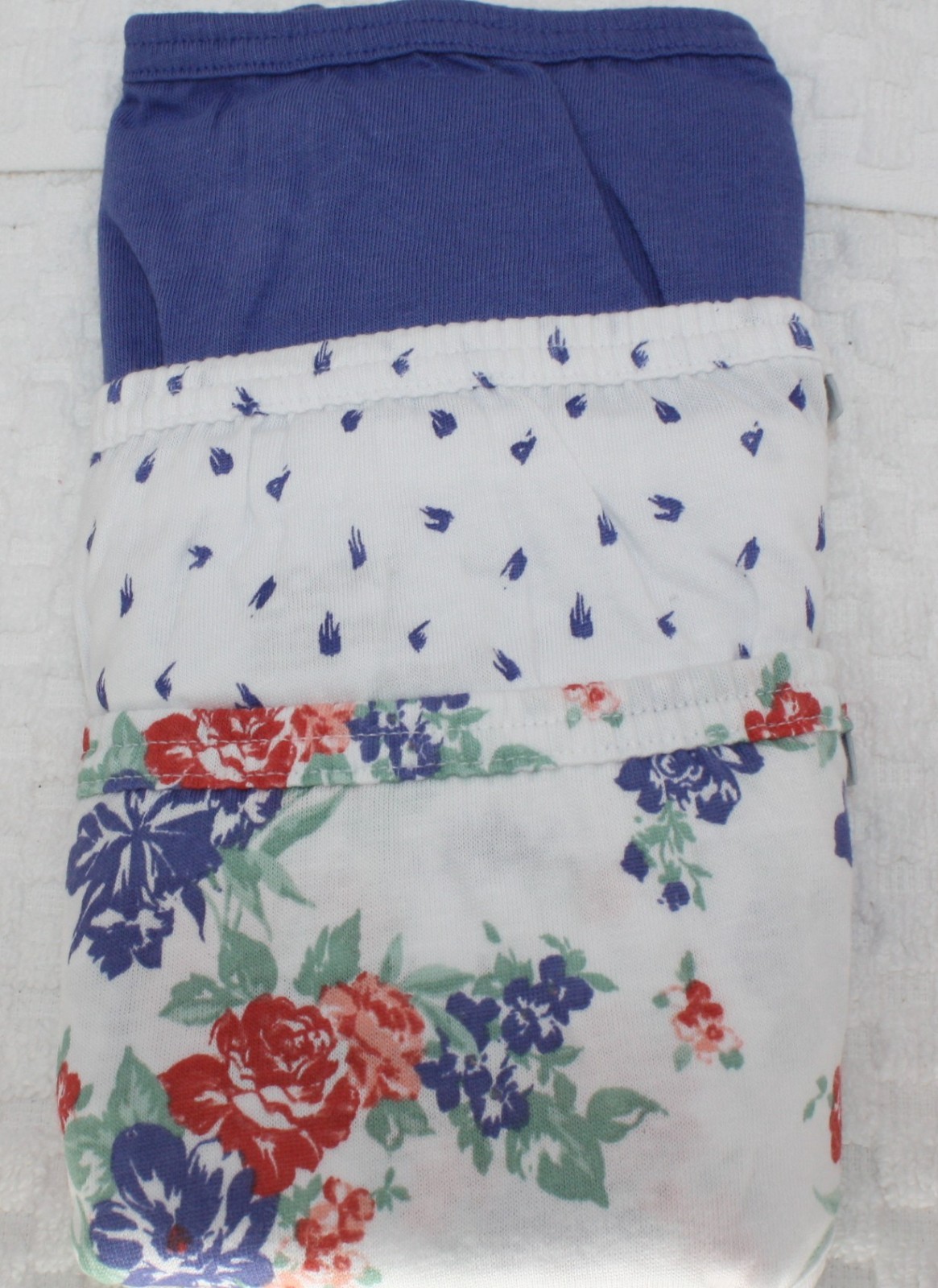 New 3 pk JOCKEY covered waistband 100% cotton FRENCH CUT PERIWINKLE WHITE FLORAL