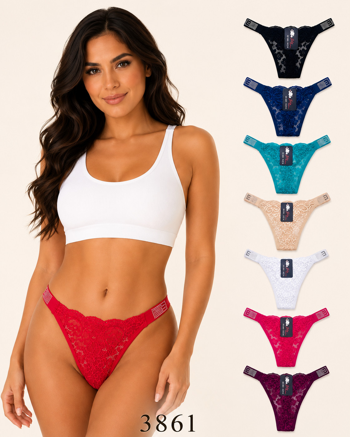 6 Pack Women Sexy Lace Underwear Lingerie Panties G-String Brief Thong 3861 S-XL
