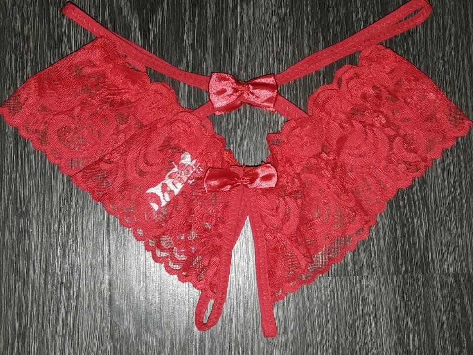 2 SheIn Women’s crotchless bow panties NEW red & black OS (see size chart)