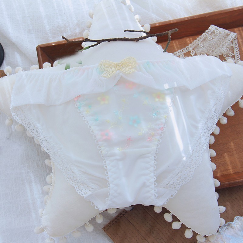 Japanese Sweet Girls Panties Briefs Lolita Floral Cute School Princess Underpant