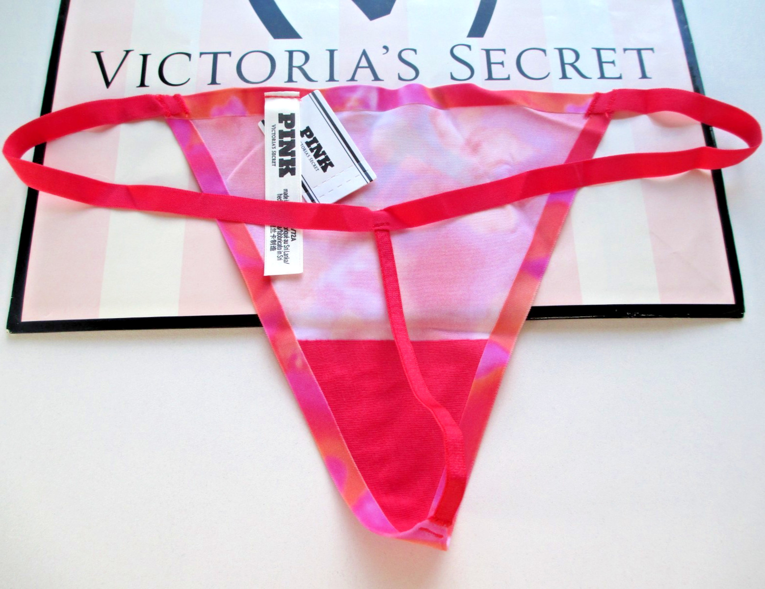 VICTORIA’S SECRET PINK No Show V-String Thong Panty S M L XL Hibiscus NWT VS