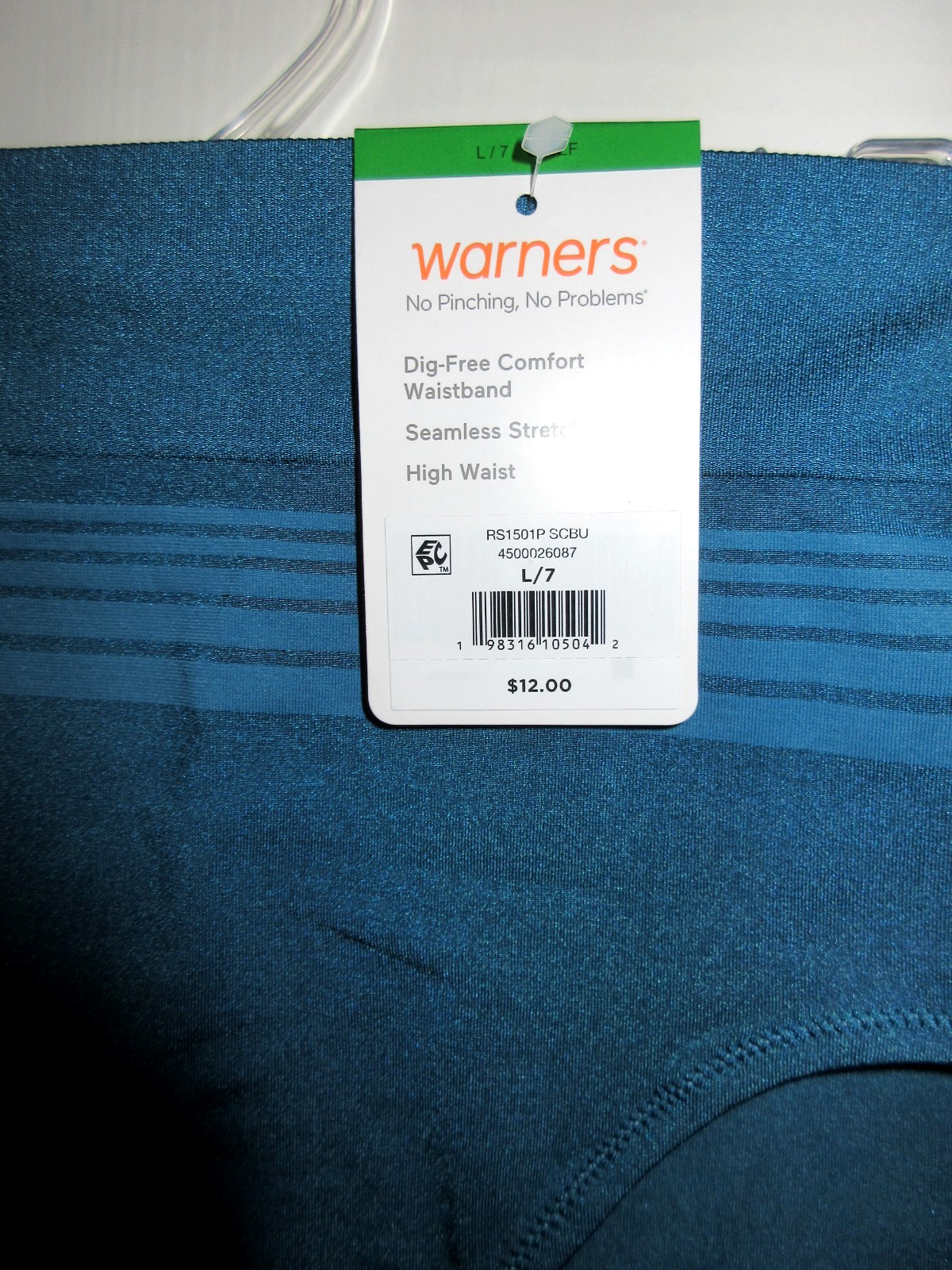 Warners BRIEF panties Seamless high waist dig free RS1501 teal blue poly ~ 7/L