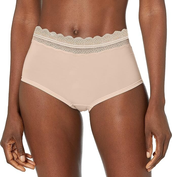 Calvin Klein Lace Trim Waistband Hipster Panty Beige Women’s S