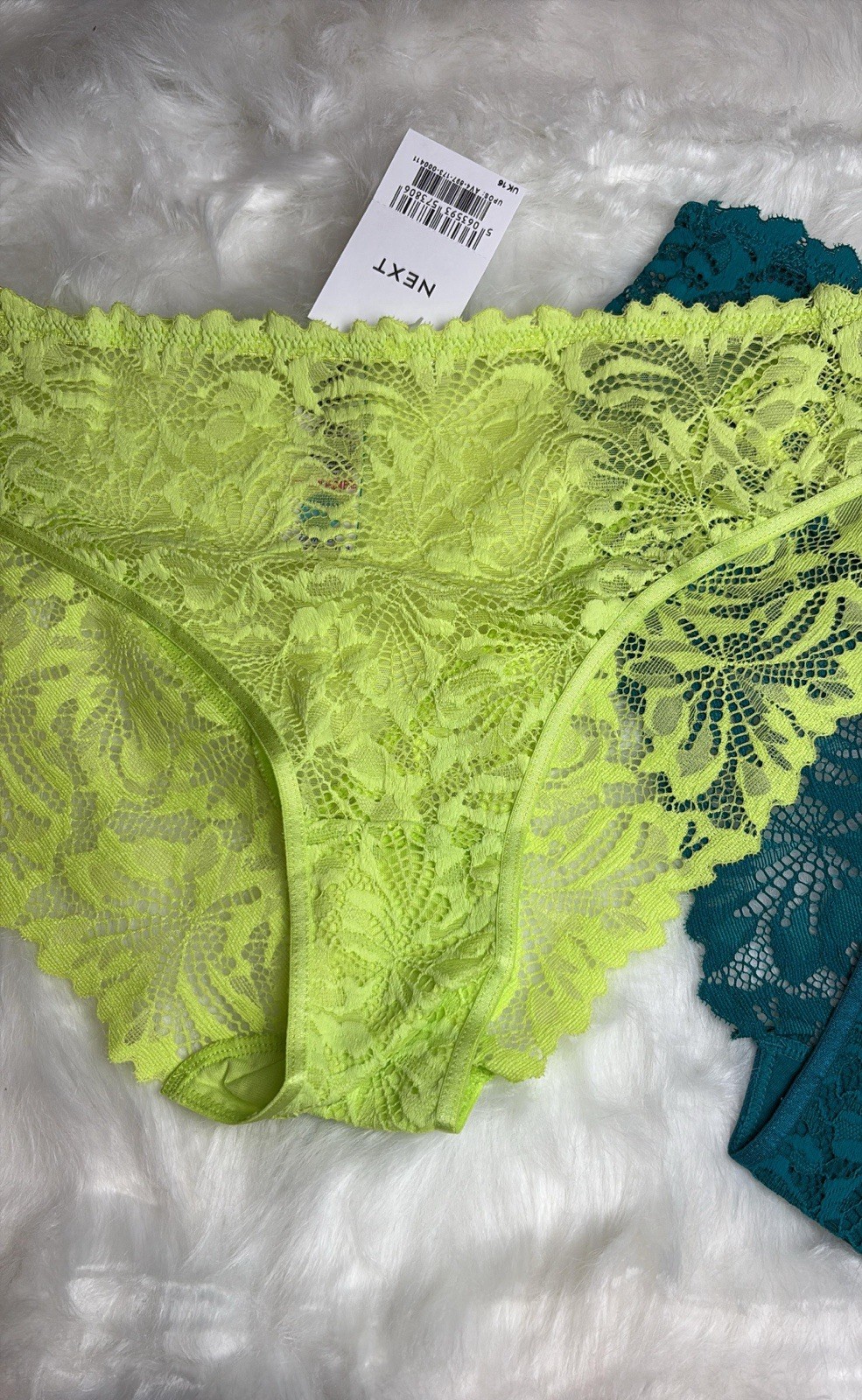 VALENTINE’S GIFT SET – NEXT HIGH-LACE KNICKERS – 2 PCS – UK16 – BLUE/GREEN
