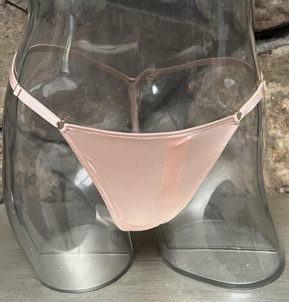 Victoria’s Secret Satin Adjustable V-STRING THONG Panty Sz XL MACARON 66H6 NWT